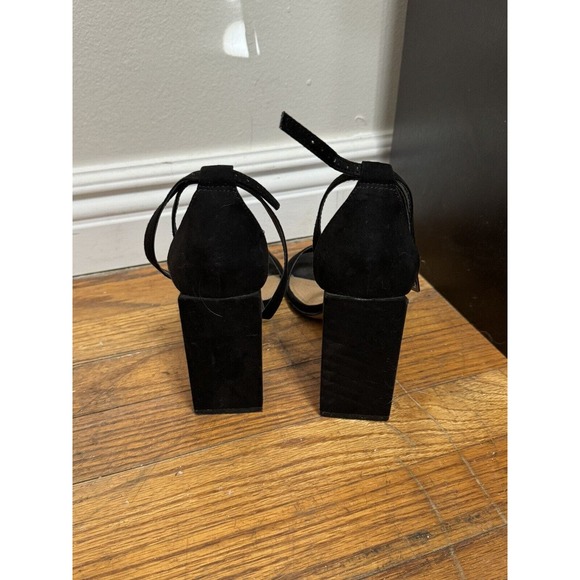 Asos Black Ankle Strap Block Heels High Chunky Heel Dress Shoe Size 8 Worn Twice - Picture 3 of 6